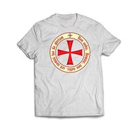 lepni.me Maglietta da Uomo Codice templare Cavaliere Cristiano Ordine, Croce dei Crociati (M Bianco Multicolore)