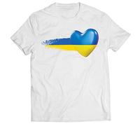 lepni.me Maglietta da Uomo T-Shirt con la Bandiera Ucraina Simbolo del Cuore Ucraino Abbigliamento Ucraino (L Bianco Multicolore)