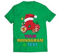 lepni.me Maglietta di Natale Personalizzata da Uomo - T-Shirt con Monogramma Festivo, Iniziale, Perfetta per papà, Fratelli, Amici e Regali Natalizi (XL Verde Multicolore)