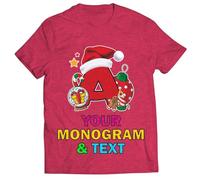 lepni.me Maglietta di Natale Personalizzata da Uomo - T-Shirt con Monogramma Festivo, Iniziale, Perfetta per papà, Fratelli, Amici e Regali Natalizi (S Erica Rossa Multicolore)