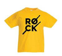 lepni.me Maglietta per Bambini Bacchette di Musica Rock, Leggende della Musica Rockstar degli Anni '80 (3-4 Anni Giallo Multicolore)