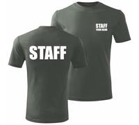 lepni.me Maglietta Staff Uomo | T-Shirt da Lavoro Personalizzato con Nome | Girocollo per Eventi, Sicurezza, Catering, Ospitalità & Divise aziendali (S Grafite Multicolore)