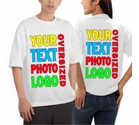 lepni.me Maglietta Unisex Personalizzata Oversized con Testo Foto o Logo | Crea Tuo Design con Stampa Fronte Retro | T Shirt Oversize Uomo Donna (XXL Bianco Multicolore)