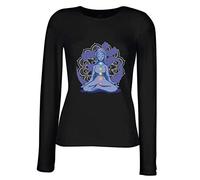 lepni.me Maniche Lunghe Femminili T-Shirt Meditazione Yoga Asana Mandala Mente Mente Corpo Anima (L Nero Multicolore)