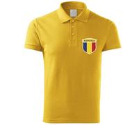 lepni.me Polo da Calcio da Uomo della Romania con Il Tuo Nome e Numero | Bandiera Rumena Distintivo, Maglia Personalizzata | Campionato Europeo 2024 (L Giallo Solo Logo della Squadra)