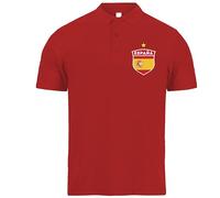 lepni.me Polo da Calcio da Uomo della Spagna con Nome e Numero | Bandiera Spagnola Distintivo, Maglia Personalizzata | Campionato Europeo 2024 (XL Rosso Senza Stampa)