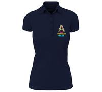 lepni.me Polo da Donna Personalizzata con Monogramma Floreale | Iniziale Personalizzata con Il Tuo Nome, Una Parola o la Tua Città | Regalo Elegante con Design di Testo (M Navi Blu Multicolore)