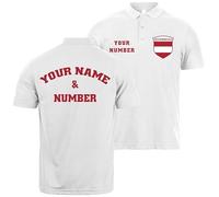 lepni.me Polo da Uomo in Cotone | Maglietta Personalizzata con Il Tuo Nome e Numero | Maglia Austria Calcio 2026 (M Bianco Multicolore)