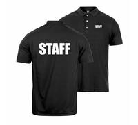lepni.me Polo da Uomo Staff | Camicia da Lavoro Personalizzata con Nome | Polo da Uniforme per Eventi, Sicurezza, Catering, ospitalità e aziende (L Nero Multicolore)