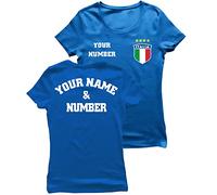 lepni.me T-Shirt Personalizzata da Donna in Maglia da Calcio Italia | Il Tuo Nome e Numero | Bandiera Italiana | Campionato Europeo di Calcio 2024 (XL Royal-Blue Multicolore)