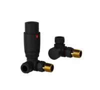 Leporce Valvola termostatica angolare di design per termosifone e portasciugamani TRV con detentore da 15 mm, tubazioni standard disponibili (nero)