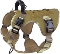 Lepre Tattica per Cani di Grossa Taglia O Pull Regolabile Pet Haress Reflective Workig Traiig Easy Cotrol Pet Vest Military Service Dog Haress con Hadle E Fibbia in Metallo, Khaki, M