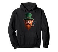 Leprechaun Face Green Hat Head Irlanda Art Felpa con Cappuccio