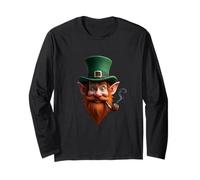 Leprechaun Face Green Hat Head Irlanda Art Maglia a Manica