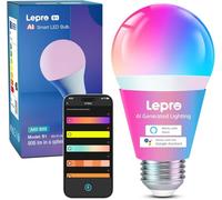 Lepro B1 AI Lampadina Smart E27, 806LM RGB&Luce Bianca Regolabile, Progettista Illuminazione AI Personalizzato, Funziona con Alexa/Google Assistant, Connessione Wi-Fi e Bluetooth, Sync Musicale, 1pcs