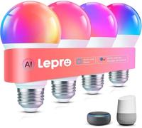 Lepro B1 AI Lampadina Smart E27, 806LM RGB&Luce Bianca Regolabile, Progettista Illuminazione AI Personalizzato, Funziona con Alexa/Google Assistant, Connessione Wi-Fi e Bluetooth, Sync Musicale, 4pcs