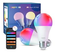 Lepro B2 AI Lampadina Smart E27, 1100LM RGB&Luce Bianca Regolabile, 2pcs | Progettista Illuminazione AI Personalizzato, Funziona con Alexa/Google Assistant, Connessione Wi-Fi/Bluetooth, Sync Musicale