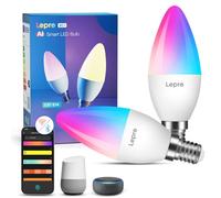 Lepro BC1 AI Smart Lampadina LED E14,Dimmerabile Lampadine 4.9W 470LM, 2Pcs | RGBW,Luce Bianca,Compatibile con Alexa/Google Home,Controllo Vocale,WiFi,Progettista Illuminazione AI Personalizzato