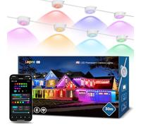 Lepro E1 AI Luci Natale Esterno 30m,60 LED RGBIC & Luce Bianca,Decorazioni Natalizie Compatibile con Alexa/Google Home,Tema AI per Luci Natale,Progettista Illuminazione AI Personalizzato
