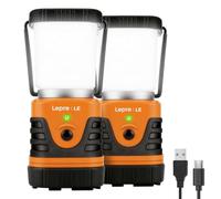 Lepro Lampada da Campeggio LED Ricaricabile 2 Pezzi IPX4 | Kit doppio con 4 modalità regolabili, luce USB portatile per tenda, pesca, trekking ed emergenze