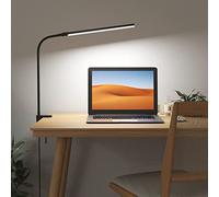 Lepro Lampada da Scrivania LED con Morsetto 10 Livelli,Nero | Clip stabile, 3 modalità luce e protezione occhi,per studio, lavoro e lettura