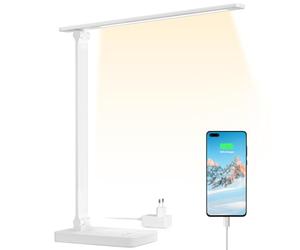 Lepro Lampada da Tavolo LED 15W, Lampada da Scrivania USB Ricaricabile, 3 Colori e 5 Livelli di Luminosità, Dimmerabile, 655LM Luce da Lettura Protezione degli Occhi per Ufficio, Camera