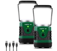 Lepro Lampada LED da Campeggio Ricaricabile, Lanterna da Campeggio Portatile Impermeabile, 4 Modalità Dimmerabili, LED Luce Esterna per Campeggio, Escursionismo, Pesca, Emergenza, Tenda (Pacco da 2)