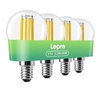 Lepro Lampadina LED E14,Super Efficiente Luce Calda 2700K,2.2W(Equivalente 40W),470 Lumen, Accensione Istantanea, Durata 50000 Ore, Confezione da 4