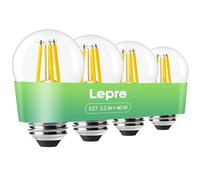 Lepro Lampadina LED E27 2.2W Equivalente 40W, 470LM 2700K, 4Pcs | Lampadina a Risparmio Energetico,G45 Filamento,Alto CRI>80,Non Dimmerabile,Angolo del fascio di 300°,Lunga Durata 50000 Ore
