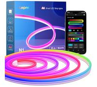 Lepro N1 AI Striscia LED Neon 10M,Compatibile Alexa,Smart Striscia Neon RGBIC per Camera da Letto,Luci Natale Esterno Controllo Segmentato del Colore,Progettista Illuminazione AI Personalizzato