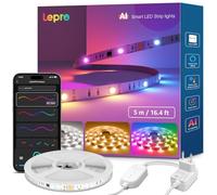 Lepro S2 AI Striscia LED 5 Metri,LED Striscia Smart,Strisce LED Funziona con Alexa/Google Assistant,RGBIC e Luce Bianca Regolabile Luci LED Camera da Letto,Progettista Illuminazione AI Personalizzato