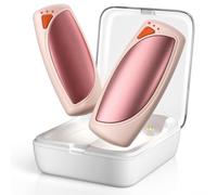 Lepwings Scaldamani Elettrico 2 Pezzi con Custodia di Ricarica, 14000 mAh Scaldamani Portatile Ricaricabile, Doppio Lato Riscaldante a 3 Livelli, Ideale per Esterno, Ufficio e Regali Invernali-Rosa