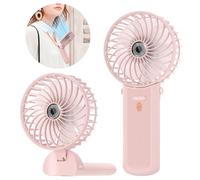 Lepwings Ventilatore Portatile Mini USB Ricaricabile, 4 Velocità e 16h Autonomia, Silenzioso e Pieghevole, Ventilatore da Mano/Tavolo/Collo con Cinturino - per Casa, Ufficio, Viaggio, Estate - Rosa