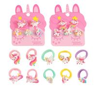 LEPZUR 10 Pezzi Gommini per Capelli Bambini, Cerchietti ed Elastici per Capelli a Tema Unicorno per Bambine - Elastici Colorati e Brillanti - Accessori per Feste di Compleanno