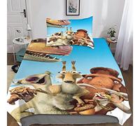 L'era glaciale Set Di Biancheria Da Letto Per Con Stampa 3D, Animazione Copripiumino Con Cerniera, Incluso Copripiumino E Federe, Biancheria Da Letto Per Ragazzi E Ragazze Single（135x200cm）