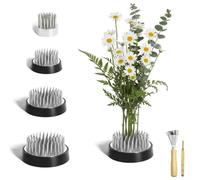 LERANXIN 4 Pezzi Kenzan per Ikebana, Disposizione Floreale Pin Argento | Supporto del Gambo Ikebana con Rastrello e Correttore, Disposizione dei Fiori Pin per Casa e Fioristeria, D23/D34/D40/D46