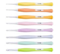 LERANXIN 8 Pezzi Uncinetto Ergonomico, Set Uncinetto con Manico in Silicone, Crochet Kit da 2,5 a 6 mm, Uncinetti Ergonomici per Tessuti, Maglieria e Fai da Te
