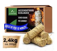 LERAVA Accendifuoco Ecologico (ca 200pz) Fire Starter Naturale con Fiamma Forte