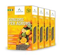 LERAVA Concime Agrumi Bio (4x800g) - Fertilizzante organico per agrumi vigorosi e saporiti - Con tappo dosatore - Ideale per limoni in vaso o in terra - 100% Made in Italy
