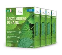 LERAVA Ossicloruro di Rame (4x800 g) - Verderame Rameico BIO per piante - Fungicida contro Peronospora e Bolla del Pesco - Concime fogliare per Orto e Frutteto - Verderame per Pomodori