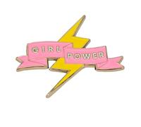 Leraverppy Spilla smaltata, spilla da bavero per ragazze, nastro rosa e fulmine giallo, spilla per empowerment, accessorio per sostenere i diritti delle donne, regalo ispirato per ragazze, donne