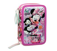 L'ERBAVOGLIO MINNIE - ASTUCCIO SCUOLA 3 ZIP TOPOLINA E FIGARO - COMPLETO DI 44 PEZZI - PRODOTTO UFFICIALE (ROSA/FUCSIA)