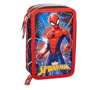 L'ERBAVOGLIO - SPIDERMAN - ASTUCCIO SCUOLA 3 ZIP ORIGINALE SPIDERMAN - COMPLETO DI 44 PEZZI - PRODOTTO UFFICIALE (ROSSO/NERO)