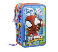 L'ERBAVOGLIO - SPIDEY - ASTUCCIO SCUOLA 3 ZIP ORIGINALE SPIDEY E I SUOI FANTASTICI AMICI - SPIDERMAN - COMPLETO DI 44 PEZZI - PRODOTTO UFFICIALE (AZZURRO/ROSSO)