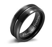 LerchPhi Fede nuziale da uomo, in tungsteno, anelli di promessa incisi e personalizzabili, per lui e lei, larghezza 6 mm, 8 mm, taglia 6-14, bordo smussato con scanalatura centrale, vestibilità comoda