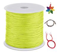 LEREATI 0.8mm Filo Nylon per Braccialetti, 100m Cordoncino per Braccialetti Cordoncino Natalizio Coda di Topo Cordoncino, Macrame Corda per Collane Perline Gioielli Fai da Te (Giallo Fluorescente)