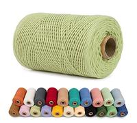 LEREATI Corda Macrame 1mm x 200m Filo Macrame Cordoncino Cotone Spago Colorato, Cordino per Borse Uncinetto, Arazzo da Parete, Decorazioni, Fai da Te Artigianale (Verde Fagiolo)