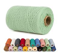 LEREATI Corda Macrame 1mm x 200m Filo Macrame Cordoncino Cotone Spago Colorato, Cordino per Borse Uncinetto, Arazzo da Parete, Decorazioni, Fai da Te Artigianale (Verde Chiaro)