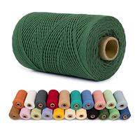 LEREATI Corda Macrame 1mm x 200m Filo Macrame Cordoncino Cotone Spago Colorato, Macramè Filo Cordino per Borse Uncinetto, Arazzo da Parete, Decorazioni, Fai da Te Artigianale (Verde Scuro)