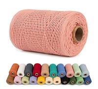 LEREATI Corda Macrame 1mm x 200m Filo Macrame Cordoncino Cotone Spago Colorato, Macramè Filo Cordino per Borse Uncinetto, Arazzo da Parete, Decorazioni, Fai da Te Artigianale (Rosa Carne)